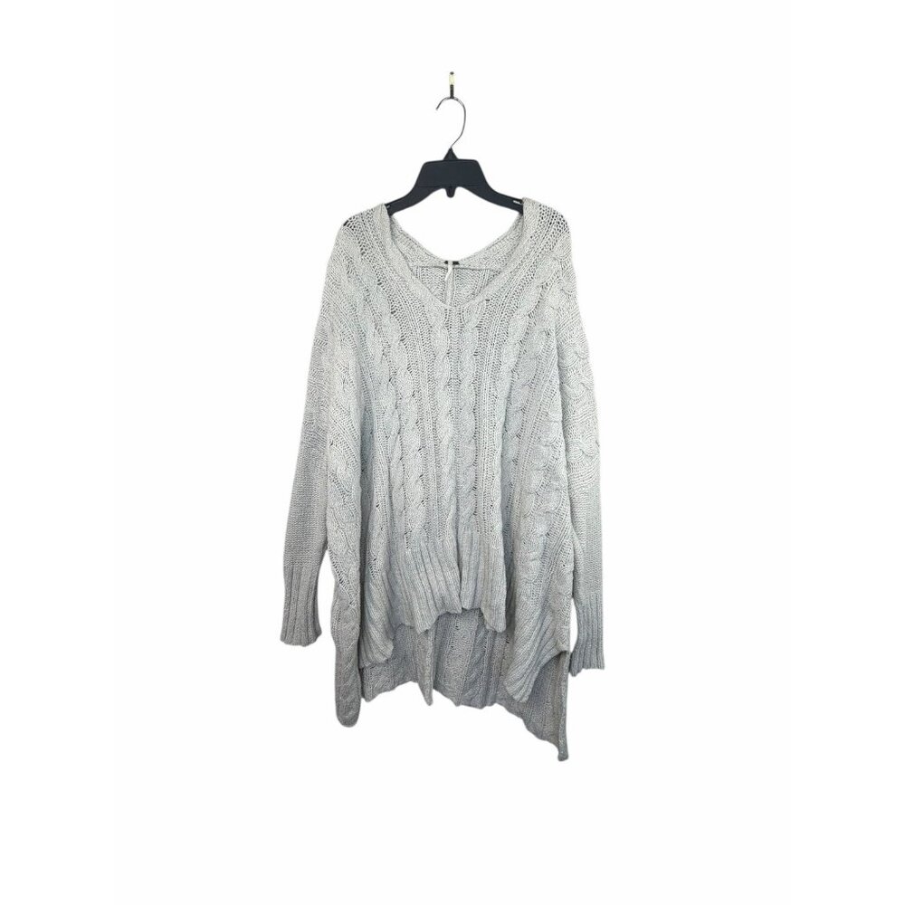 Free People Tan Cable Knit Asymmetrical Hem Sweater Women’s Size Large